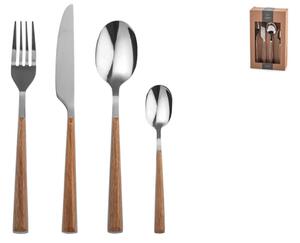 Servizio 24 posate tavola Arbor in acciaio inox manico in abs effetto legno