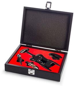 Cofanetto Sommelier in legno nero 5 pezzi