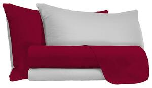 Set Lenzuola Matrimoniale Sopra Sotto e Federe Doubleface Bordeaux/Grigio Chiaro
