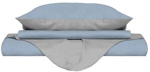 Copripiumino Matrimoniale con Sacco e Federe Doubleface Azzurro/Grigio Chiaro