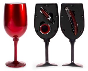 Cofanetto Sommelier forma calice in pvc nero 4 pezzi