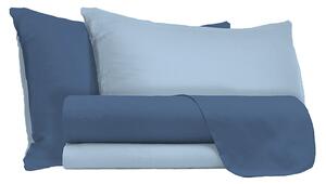 Set Lenzuola Matrimoniale Sopra Sotto e Federe Doubleface Avio/Azzurro