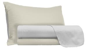 Set Lenzuola Singolo Sopra Sotto e Federe Doubleface Grigio Chiaro/Panna