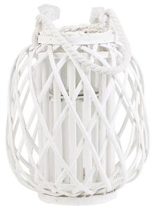 Lanterna Bianca in Legno di Salice e Vetro 30 cm da Interno Esterno Scandinavo Beliani