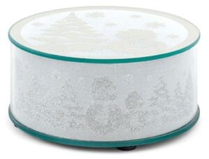 Alzata in vetro decoro natale effetto glitter con led cm 15 x h7
