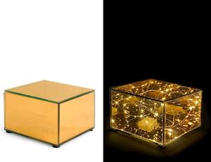 Alzata in vetro natale colore oro con led cm h10,5