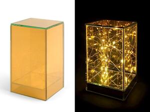 Alzata natale in vetro colore oro con led cm h18