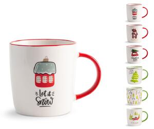 Set 6 tazze jumbo in new bone china decoro natale cc 500