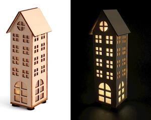 Casetta in legno natale con led cm h21