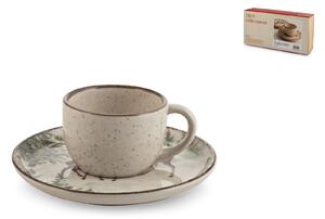 Set 4 tazze caffè con piatto Magical Deer in stoneware decorate cc 115