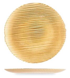 Set 6 piatti piani Silk in vetro effetto seta colore oro cm 28