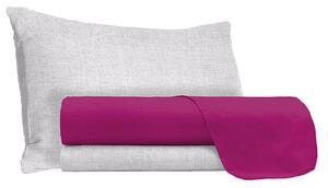 Set Lenzuola Singolo Sopra Sotto e Federe in Cotone Fucsia
