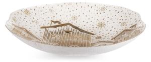 Centrotavola Nevalis in vetro decorato bianco oro cm 30
