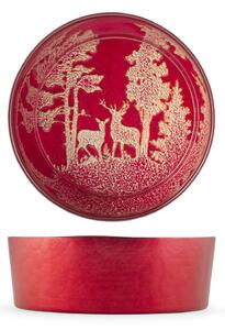 Coppetta Redwood in vetro decorato rosso e oro forma nordica cm 15