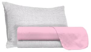 Set Lenzuola Singolo Sopra Sotto e Federe in Cotone Rosa
