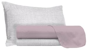 Set Lenzuola Singolo Sopra Sotto e Federe in Cotone Rosa Antico