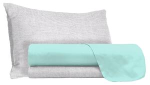 Set Lenzuola Singolo Sopra Sotto e Federe in Cotone Verde Acqua
