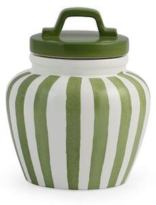 Barattolo in ceramica decoro righe verdi con coperchio con guarnizione in silicone lt 1,5