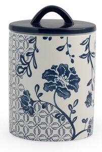 Barattolo in ceramica decoro fiori blu con coperchio con guarnizione in silicone lt 1,33