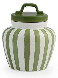Barattolo in ceramica decoro righe verdi con coperchio con guarnizione in silicone lt 0,98