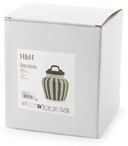 Barattolo in ceramica decoro righe verdi con coperchio con guarnizione in silicone lt 0,98