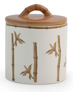 Barattolo in ceramica decoro bambù con coperchio con guarnizione in silicone lt 1,5