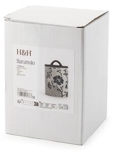 Barattolo in ceramica decoro fiori blu con coperchio con guarnizione in silicone lt 1,33
