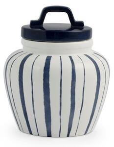Barattolo in ceramica decoro righe blu con coperchio con guarnizione in silicone lt 1,5