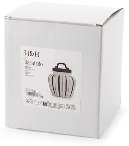 Barattolo in ceramica decoro righe blu con coperchio con guarnizione in silicone lt 0,98