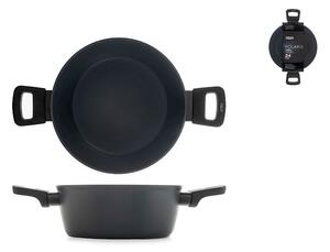 Tegame 2 manici Polaris in alluminio antiaderente colore grigio antracite cm 24