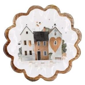 Piatto in legno festonato H&H 25 cm