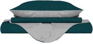 Copripiumino con Sacco e Federe Doubleface Verde Petrolio/Grigio Chiaro Matrimoniale