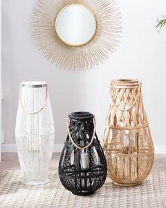 Lanterna in legno di bambù Nero e vetro 56 cm per interni ed esterni scandinavi Beliani