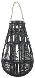 Lanterna in legno di bambù Nero e vetro 56 cm per interni ed esterni scandinavi Beliani