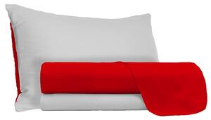 Set Lenzuola Sopra Sotto e Federe Doubleface Rosso/Grigio Chiaro Singolo