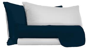 Set Lenzuola Sopra Sotto e Federe Doubleface Blu Scuro/Grigio Chiaro Matrimoniale