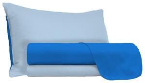 Set Lenzuola Sopra Sotto e Federe Doubleface Royal/Azzurro Singolo