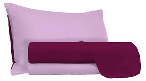 Set Lenzuola Sopra Sotto e Federe Doubleface Lilla/Prugna Singolo