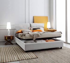Letto Contenitore Matrimoniale in Similpelle Bianco con Alzata a Trapezio Noemi