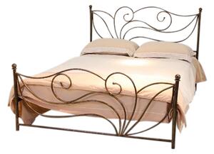 Struttura Letto Matrimoniale in Metallo 160x200cm Fiori Bronzo Antico