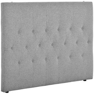 Testiera Letto Matrimoniale 160x7x120 cm in Tessuto Effetto Lino Trapuntata a Bottoni Grigia