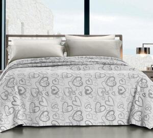 Copriletto Singolo in Jacquard Tinto Filo Cober Affi Cuori Grigio Perla