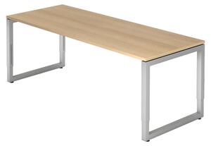 Bümö Scrivania Serie-R - Struttura: Argento, Finitura: Noce, Dimensioni: 200 x 80 cm