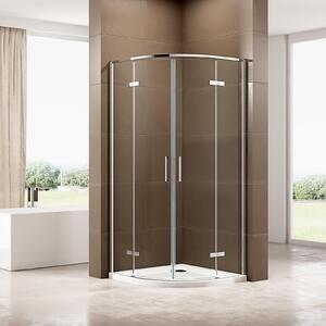 Cabina doccia a quarto di cerchio con porta a battente EX406A - Vetro di sicurezza temperato Nano - Dimensioni a scelta, misure cabina doccia: 80x80 cm