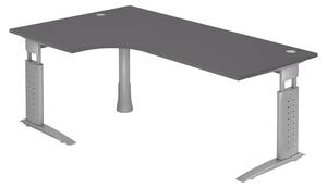 Scrivania bümö Serie U - Struttura: grigio argento, finitura: grafite, dimensioni: scrivania angolare 200 x 120 cm