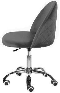Sedia da scrivania in velluto "Gloria" in grigio | Sedia girevole regolabile in altezza in velluto | Elegante sedia da ufficio per l'home office e la cameretta delle bambine