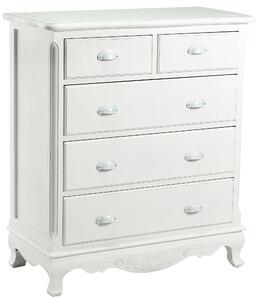 Comò 5 Cassetti in Legno Basilea Bianco Anticato