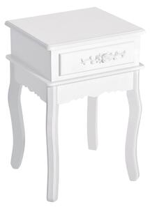 Comodino con Cassetto in Legno Bianco 40x35x60 cm