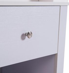 Comodino con Cassetto e Vano in Legno Bianco 53x42.5x59 cm