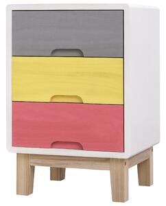 Comodino in Legno Colorato 3 Cassetti 30x34x51 cm